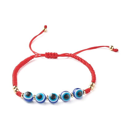 Braided Evil Eye Resin Beads  Bracelets, Adjustable Bracelets, for Kids Teens Adults