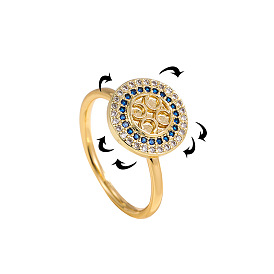 18K Gold Plated Rotating Ring with Micro Inlaid Zircon Stone - European and American Style