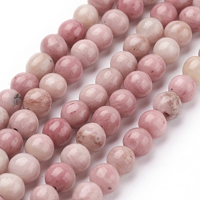 Perlas naturales rhodonite hebras, Grado A, rondo
