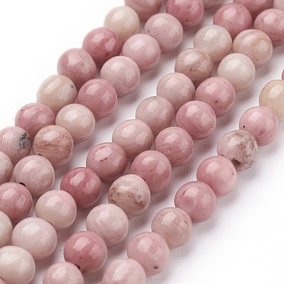 Rhodonite naturelles brins de perles, Grade a, ronde