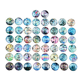 Glass Cabochons, Half Round/Dome with Shell Pattern