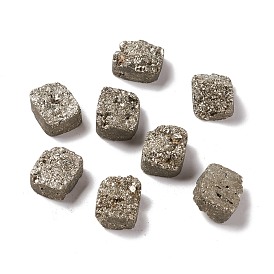 Galvanoplastie naturelle cabochons druzy agate, l'imitation de la pyrite, rectangle