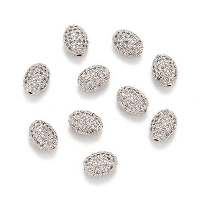 Micro en laiton pavent des perles cubes de zircone, ovale, 10x7x5.5mm, Trou: 1mm