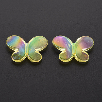 Transparent Acrylic Cabochons, Rainbow Color Plated, Butterfly