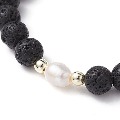 Bracelet extensible en perles de lave naturelles teintes et perles