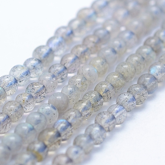 Natural Labradorite Beads Strands, Grade AB+, Round