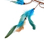 Evil Eye Woven Net/Web with Feather Pendant Decoration, with Wood Beads, for Home Bedroom Car Ornaments Birthday Gift