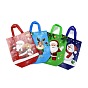 Bolsas impermeables no tejidas laminadas con tema navideño, bolsas de compras reutilizables de almacenamiento resistente, rectángulo con asas
