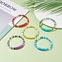 Round Glass Beaded Stretch Bracelet with Acrylic Tube, Cute Color Jewelry for Women