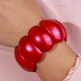 Bold Geometric Acrylic Bracelet & Stretchy Chain - Fashionable Statement Jewelry