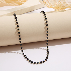 Ensemble collier bracelet à facettes chic en perles noires pour femmes - accessoire de bijoux polyvalent
