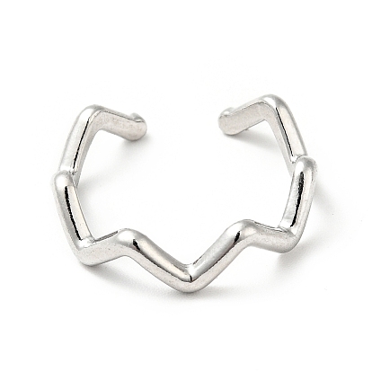 304 anillo de puño abierto ondulado de acero inoxidable para mujer