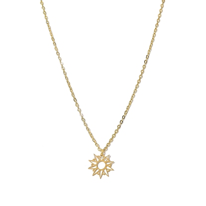 Titanium Steel Sun Pendant Necklaces for Women, Cable Chain Necklace