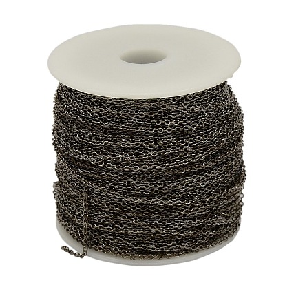 Iron Cable Chains, Soldered, with Spool, Oval, 4x3.5x0.8mm, about 328.08 Feet(100m)/roll