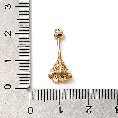 Micro cuivres ouvrent zircons bélières pendentif, bélières de chapeau de perle, fleur