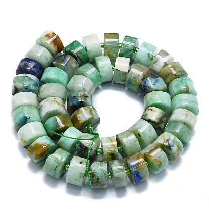 Fil de perles naturelles de chrysocolle et de lapis-lazuli, avec des perles de rocaille, colonne