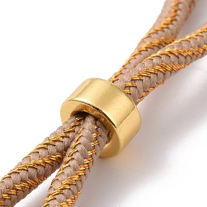 Pulseras de cordón de nylon, para la fabricación de pulseras con dijes de conector, con cremallera fornituras de latón dorado, larga duración plateado, sin plomo y cadmio