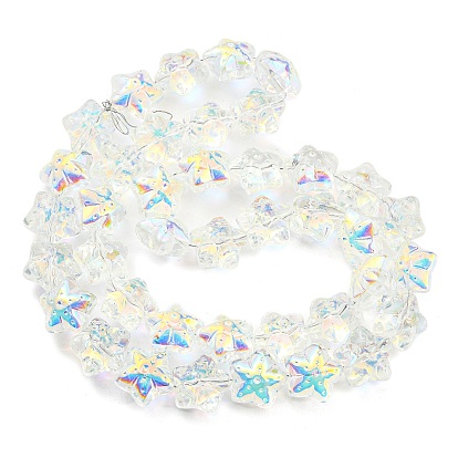 Brins de perles de verre transparentes plaquées couleur ab, étoiles de mer