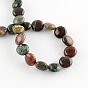 Natural Indian Agate Stone Beads Strands, Flat Round