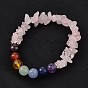 Chips and Round Chakra Natural Gemstone Beaded Stretch Bracelets