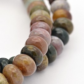 Perles rondelles naturelles d'agate indienne, teint, 8x5mm, Trou: 1mm, Environ 78 pcs/chapelet, 15.5 pouce