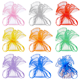 Nbeads 80Pcs 8 Colors Organza Bags, with Sequins, Gift Bags, Round