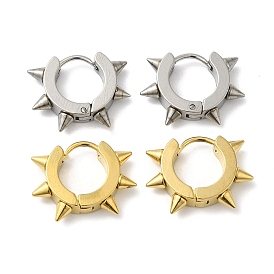 201 Stainless Steel Spike Hoop Earrings with 304 Stainless Steel Pins