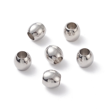 304 Stainless Steel Beads, Barrel, Large Hole Beads, 11x9.5mm, Hole: 6mm