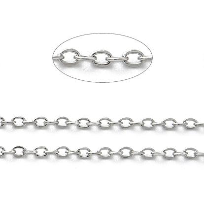 304 Stainless Steel Cable Chains, Soldered, Flat Oval, with Spool