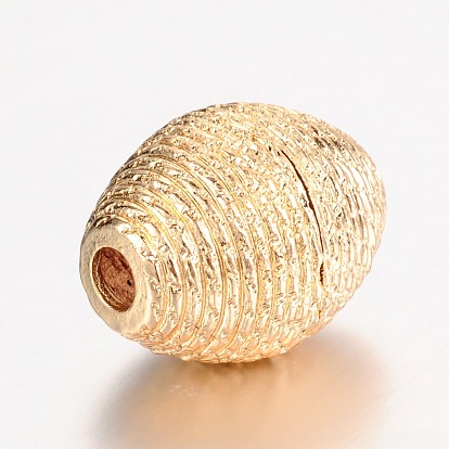 Oval Alloy European Large Hole Beads, Long-Lasting Plated