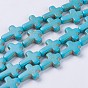 Perles synthétiques turquoise brins, croix, teint