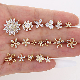 925 Silver Needle Gold-plated Flower Earrings with CZ - Elegant Women's Ear Jewelry