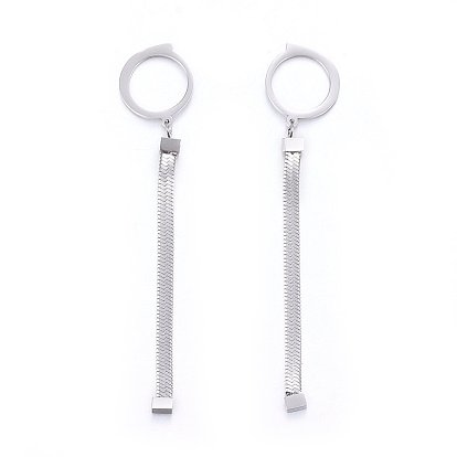 304 Stainless Steel Dangle Stud Earrings, Hypoallergenic Earrings, Ring with Chain