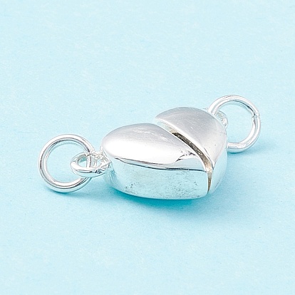 925 Sterling Silver Magnetic Clasps, With Jump Rings, Love Hearts