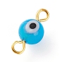 Conectores de enlaces de murano de ojo malvado hecho a mano, con fornitura de broche de ojo de hierro en tono dorado