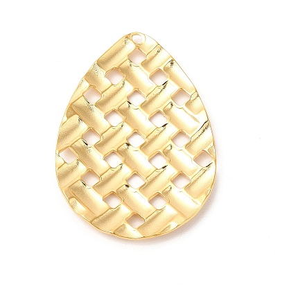 Ion Plating(IP) 304 Stainless Steel Pendants, Braided Texture Teardrop Charms