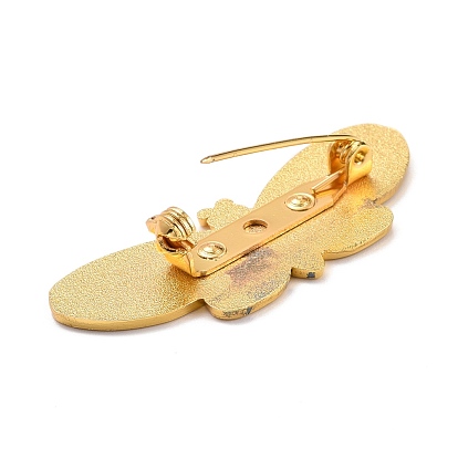 Pin de esmalte de mariposa con hoja, exquisito broche de esmalte de aleación para ropa de mochila, dorado