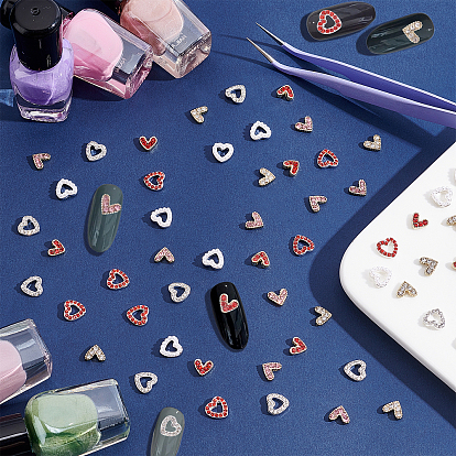 Chgcraft 60 pcs 6 cabochons de strass en alliage de style, cœur, pour clous d'art d'ongle et accessoires de décoration d'art d'ongle