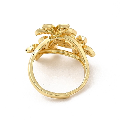 Прозрачное регулируемое кольцо в виде листьев кубического циркония, украшения из латуни для женщин, без кадмия и без свинца