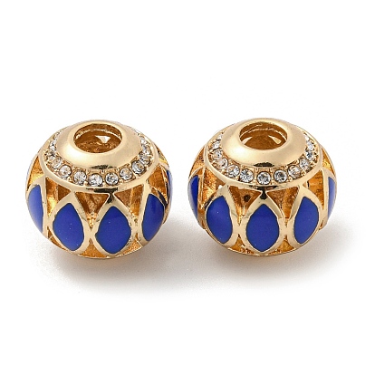 Alloy Enamel European Beads, with Rhinestone, Large Hole Beads, Rondelle