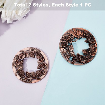 Zinc Alloy Candle Lids, Candle Toppers, Jar Candle Accessories, with Butterfly Pattern, Flat Round, Nickel Free