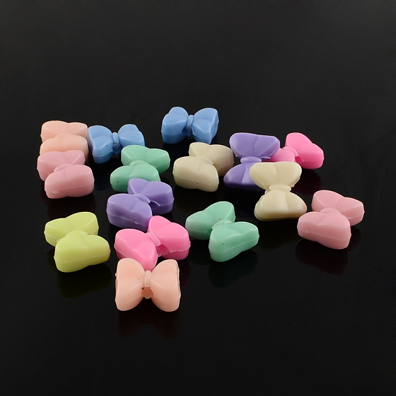 Bowknot Solid Color Opaque Acrylic Beads, 13x15x8mm, Hole: 3mm, about 470pcs/500g