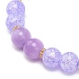 Bracelet extensible en perles de quartz synthétique craquelé et de jade jaune naturel, bracelet à breloques en alliage et perles d'imitation pour femme