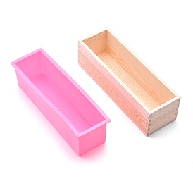 Прямоугольные наборы форм для мыла из сосновой древесины, с силиконовой формой и деревянной коробкой, инструмент для изготовления мыла ручной работы