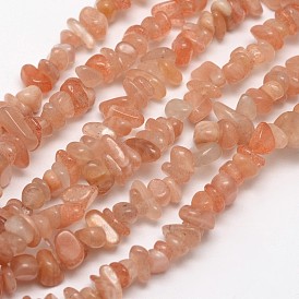 Chips Natural Sunstone Beads Strands, 3~8x3~12x3~5mm, Hole: 1mm, about 32 inch