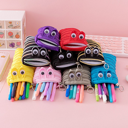 Polyester Cloth Storage Pen Bags, with Zip Lock,  Office & School Supplies, Inchworm-shaped