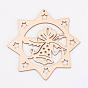 Undyed Wooden Pendants, Eight Pointed Star, for Christmas Theme