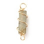Natural Gemstone Connector Charms, with Golden Tone Copper Wire Wrapped, Cuboid
