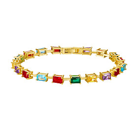 Bracelets en laiton Shegrace, avec verre et fermoirs, réel 18 k plaqué or