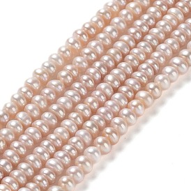 Natural Cultured Freshwater Pearl Beads Strands, Grade 5A, Rondelle